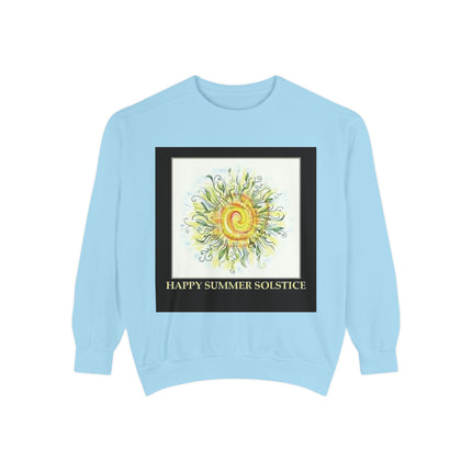 Happy Summer Solstice Unisex Sweatshirt - Cozy Garment-Dyed Apparel for Seasonal Celebrations