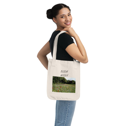 Eco-Friendly Organic Canvas Tote Bag - 'Bloom Wildly' Floral Design