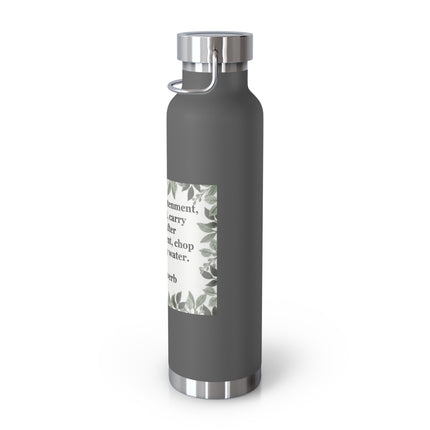 Zen Proverb 22oz Vacuum Water Bottle — Insulated Copper-Style Bottle with Leaf Border