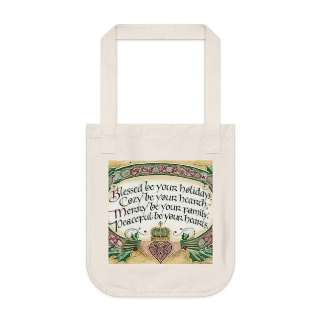 Blessed Holiday Tote – Organic Canvas Bag with Heart & Crown Design
