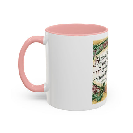 Blessed Be Your Holidays Coffee Mug — Holiday Celtic Greeting Accent Mug (11/15oz)