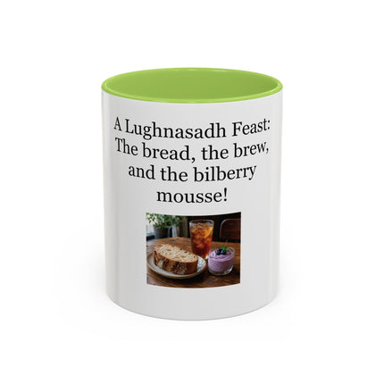 Lughnasadh Feast Mug — "The bread, the brew, and the bilberry mousse!" Accent Coffee Cup