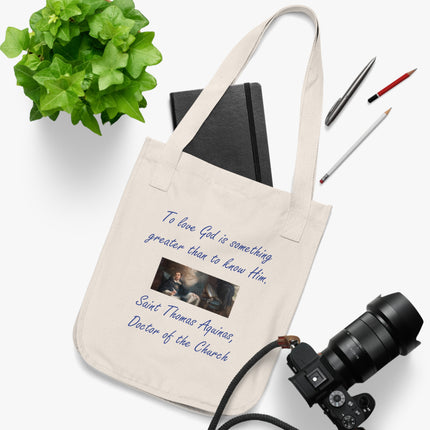 Eco-Friendly Tote – “To Love God” Quote – Catholic Gift