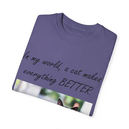 In My World Cat T-Shirt – Unisex Garment-Dyed Tee for Cat Lovers