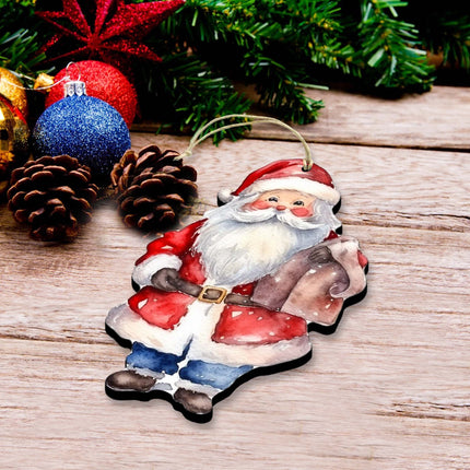 Santa Decorative Wooden Ornaments of 3 by G. Debrekht - Christmas Decor - 8091009-S3-4