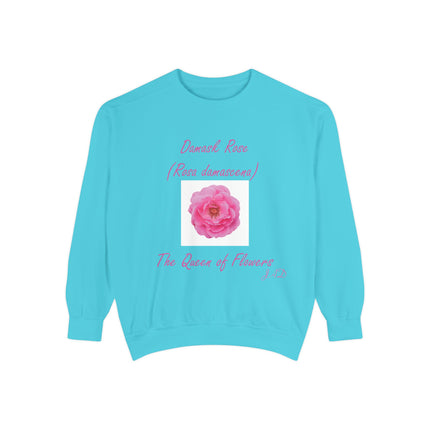Unisex Floral Sweatshirt - Damask Rose Design - The Queen of Flowers