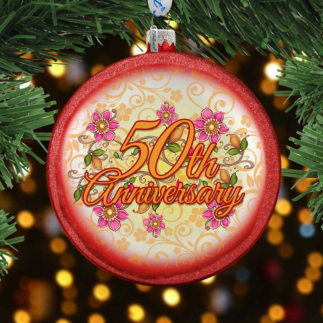 50th Wedding Anniversary Glass Ornament by G DeBrekht - Christmas Decor - 744-041-0