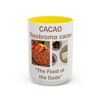 Cacao Accent Mug – “Food of the Gods”, 15oz Ceramic