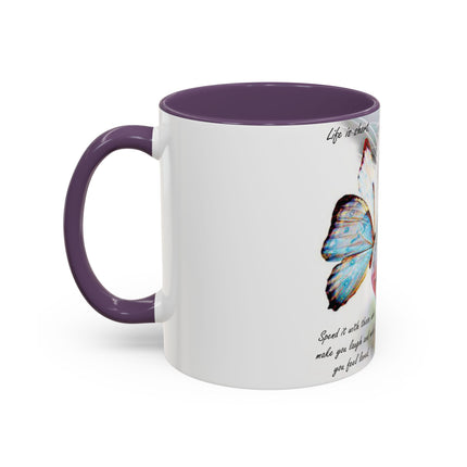 Inspirational Cat & Butterfly Accent Ceramic Mug - 11 oz