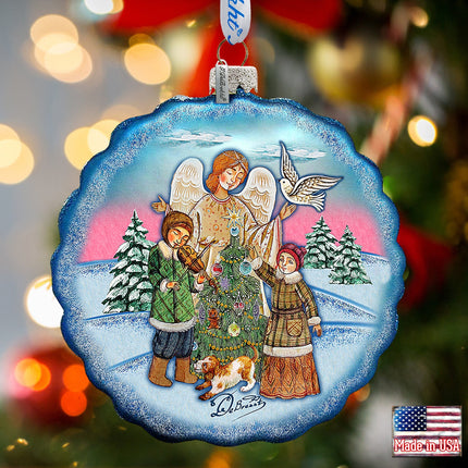 Winter Blessing Flower Glass Ornament by G. DeBrekht - Christmas Santa Snowman Decor - 759-021-0