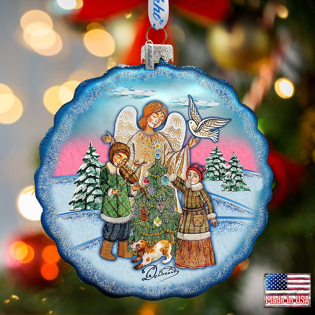 Winter Blessing Flower Glass Ornament by G. DeBrekht - Christmas Santa Snowman Decor - 759-021-0