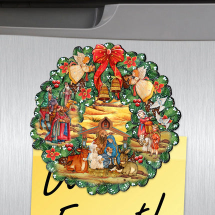 Nativity Wreath Shape Refrigerator Magnets Set of 3-0