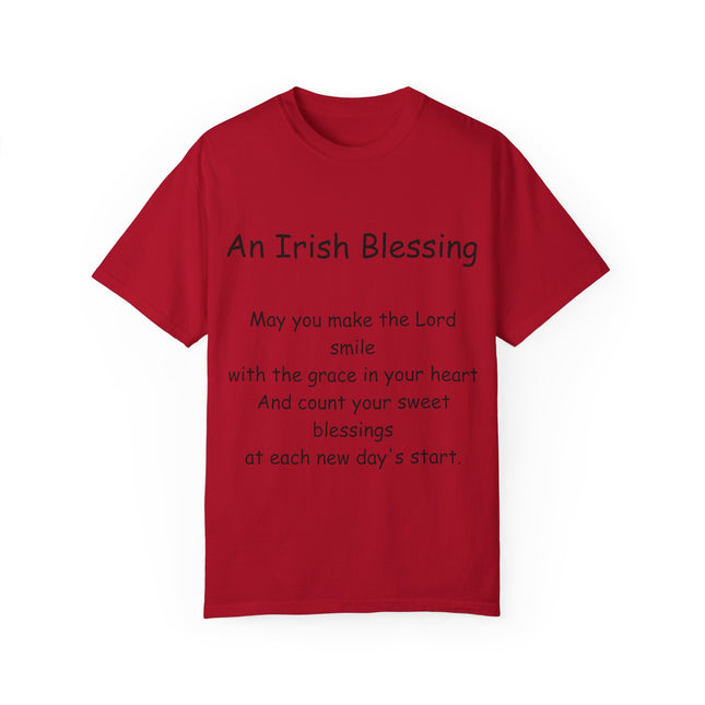Unisex Garment-Dyed T-Shirt with Irish Blessing | Inspirational Quote Tee for Everyday Wear