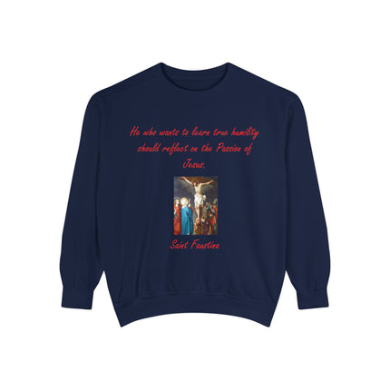 Inspirational Saint Faustina Sweatshirt – Unisex Garment-Dyed Crewneck