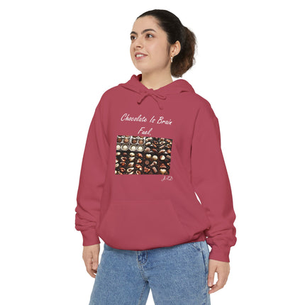 Chocolate Lover Hoodie — "Chocolate Is Brain Fuel" Photo Print