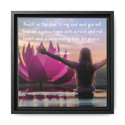 Framed Wall Art - 'Ageless Hippie' Inspirational Yoga Canvas