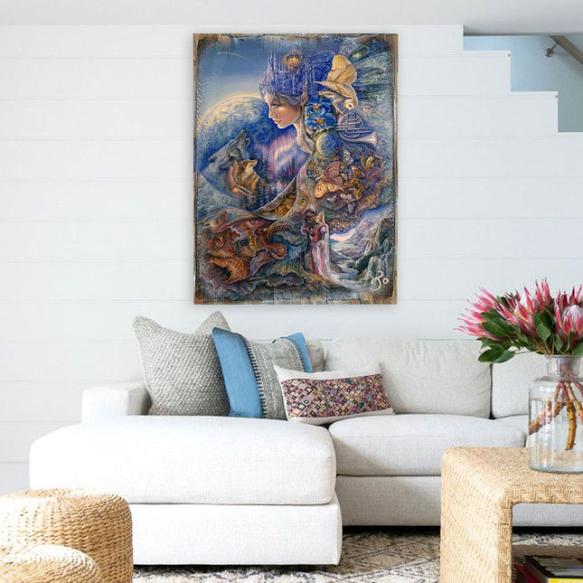 Once in a Blue Moon Fantasy Wooden Wall Art by Josephine Wall - Fantasy Decor - 852122-JW-0