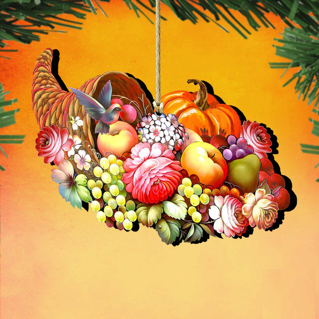 Cornucopia Wooden Ornaments Fall by G. DeBrekht - Thanksgiving Halloween Decor - 8158907-0