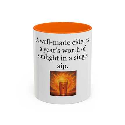 Cider Lover Accent Coffee Mug – "A well-made cider is a year’s worth of sunlight in a single sip" (11/15 oz)