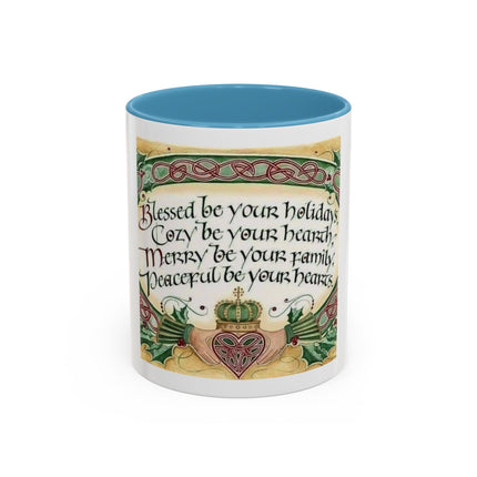 Blessed Be Your Holidays Coffee Mug — Holiday Celtic Greeting Accent Mug (11/15oz)