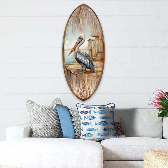 Pelican Surfboard Coastal Wall Art by G. DeBrekht - Coastal Holiday Decor - 8490128HS-0