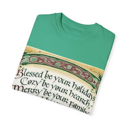 Blessed Be Your Holiday Tee – Celtic-Inspired Unisex Garment-Dyed