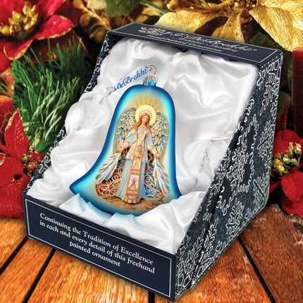 Light-bearing Angel Bell Glass Ornament by G. Debrekht - Nativity Holiday Decor - 752-041-4