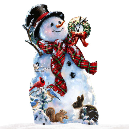 An Old-Fashioned Christmas Outdoor Yard Sign by D Gelsinger Featuring Santa and Snowman Decor - 8461024F-1563-4