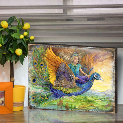 Peacock Princess Fantasy Wooden Wall Art by Josephine Wall - Fantasy Decor - 852138-JW-4