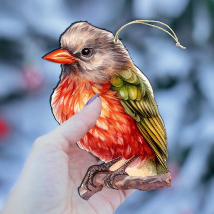 Enchanted Forest Bird Wooden Ornaments by G.Debrekht - Wildlife Holiday Decor - 8710005-3-4