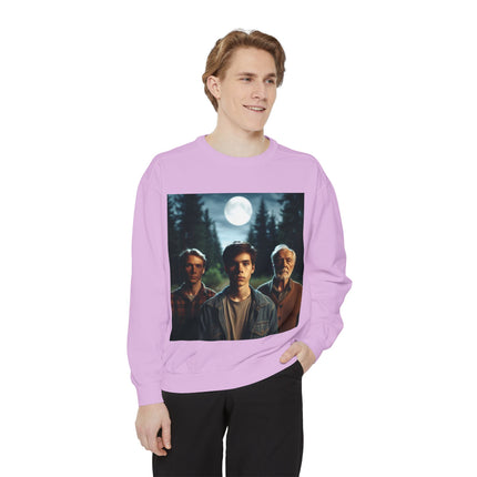 Unisex Garment-Dyed Sweatshirt - Vintage Forest Vibes Graphic