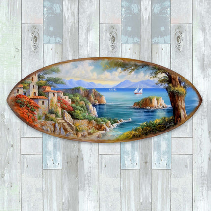 Coastal View Surfboard Coastal Wall Art by G. DeBrekht - Coastal Holiday Decor - 8490131HS-4
