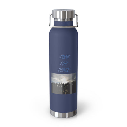22oz Insulated Water Bottle — 'Pray for Peace' Matte Copper Vacuum Flask