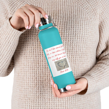 Motivational Copper Insulated Water Bottle - 22oz, Heart Design, Perfect Gift for Loved Ones