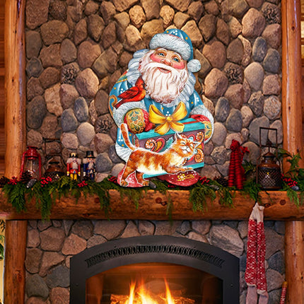 Kitty Santa Christmas Door Decor by G. DeBrekht - Christmas Santa Snowman Decor - 8119175H-2
