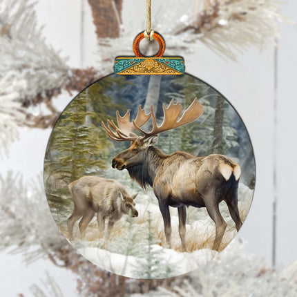 Elk in the Wilderness Wooden Ornaments by G.Debrekht - Wildlife Holiday Decor - 870055-2