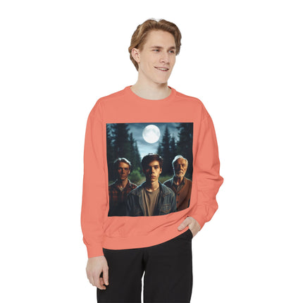 Unisex Garment-Dyed Sweatshirt - Vintage Forest Vibes Graphic