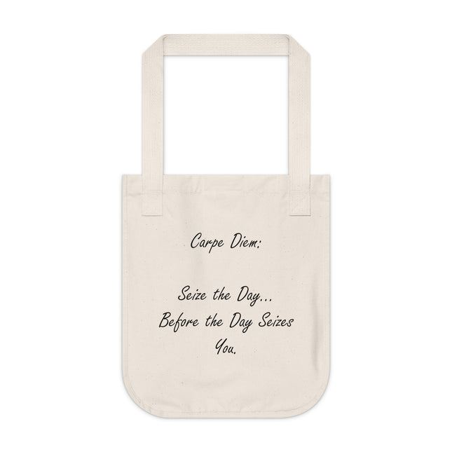 Inspirational Organic Canvas Tote Bag - 'Carpe Diem' Quote