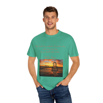 Meditation Quote Tee – Unisex Garment-Dyed Shirt for Mindfulness