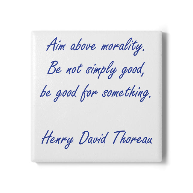 Inspirational Ceramic Coaster - Thoreau Quote for Home & Office Decor