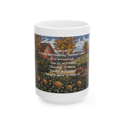 Samhain Autumn Pumpkin Spice Ceramic Mug (11oz & 15oz) — Cozy Fall Harvest Coffee Cup