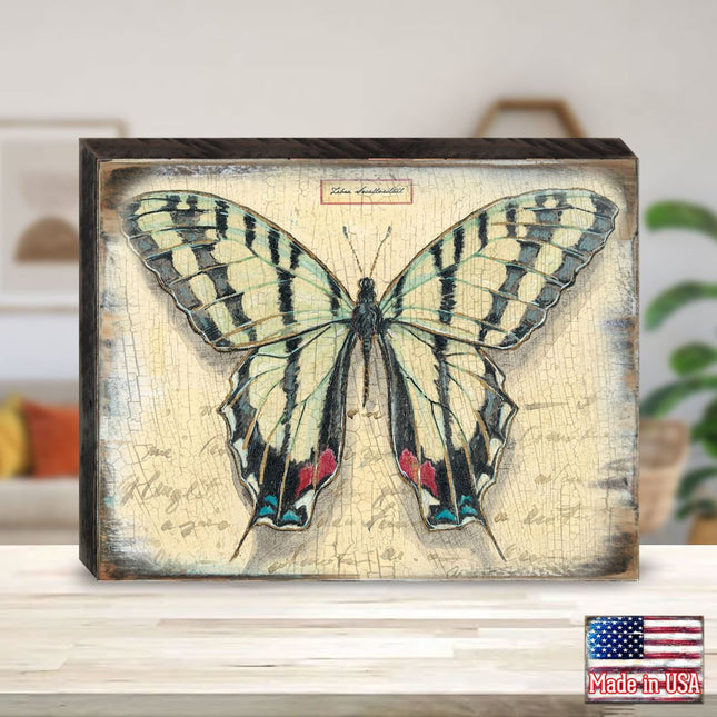 Mykonos Vintage Butterfly Wooden Wall Art by Nature Wonders - Nature Wildlife Decor  - 95315B-0