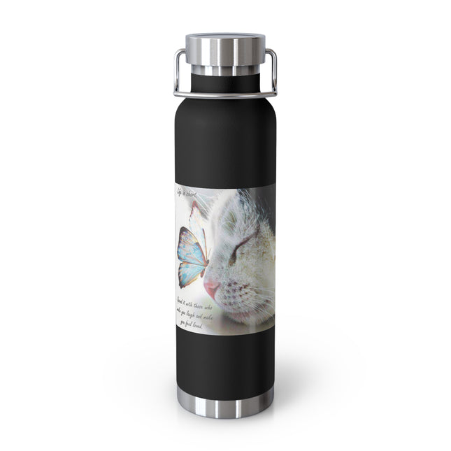 Inspirational Cat & Butterfly Insulated Bottle - 22oz Vacuum Flask