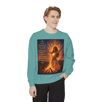 Bonfire Witch Sweatshirt — "As the Beltane fire burns bright" Pagan Festival Crewneck