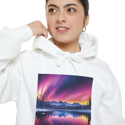Aurora Mountain Hoodie — Northern Lights Scenic Pullover