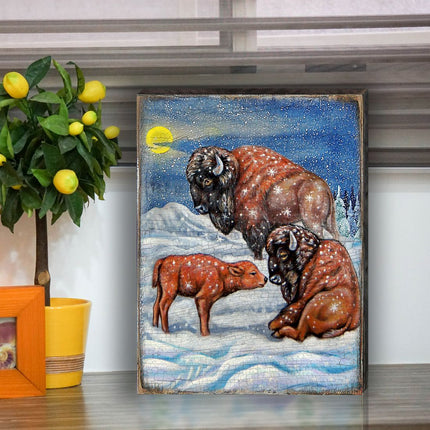 Buffalos Art Wooden Wall Art by Nature Wonders - Nature Wildlife Decor  - 95217B-3