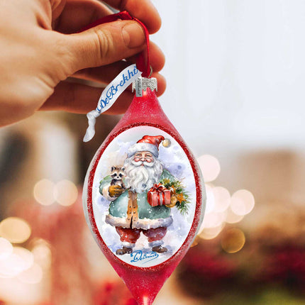 Santa Claus Presents Drop Glass Ornament by G. Debrekht - Christmas Santa Snowman Decor - 757-045-2
