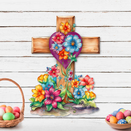 Easter Floral Cross Holiday Door Decor by G. Debrekht - Easter Spring Decor - 8688166H-4