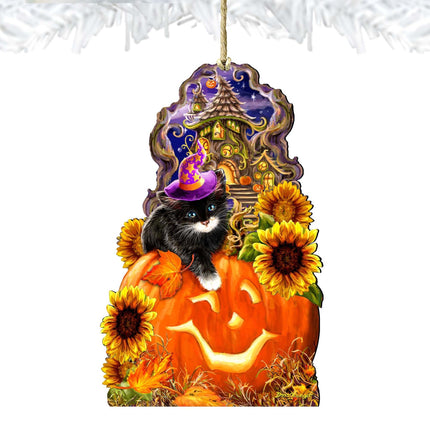 Halloween Kitten Wooden Ornaments by Gelsinger - Thanksgiving Halloween Decor - 8461066-DG-4
