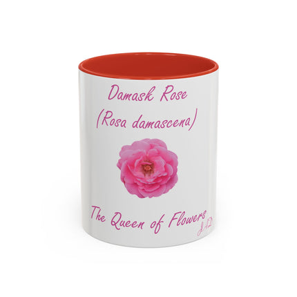 Damask Rose Accent Coffee Mug - The Queen of Flowers 11oz